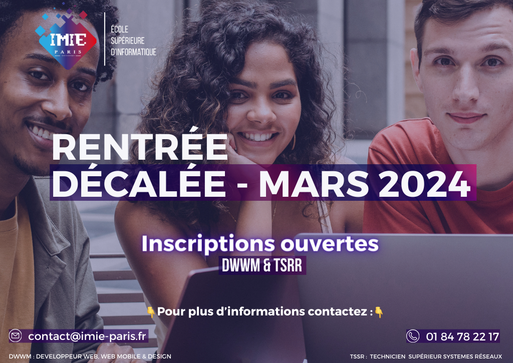 école d'informatique Rentrée décalée Mars 2024